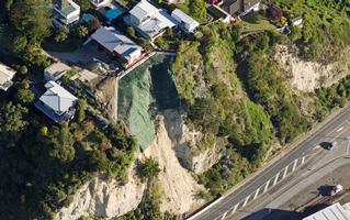 Inground Concrete Palisade Wall With Slope Reinforement Matting & Anchors